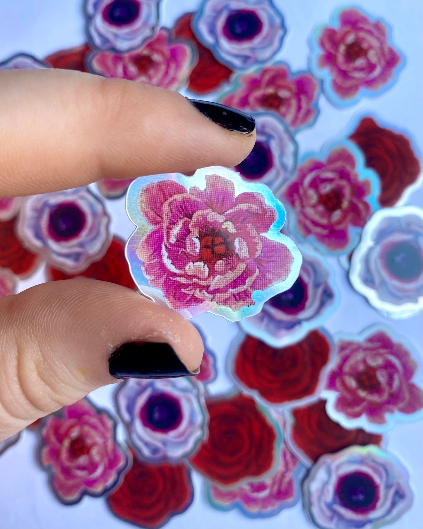 pink peony sticker