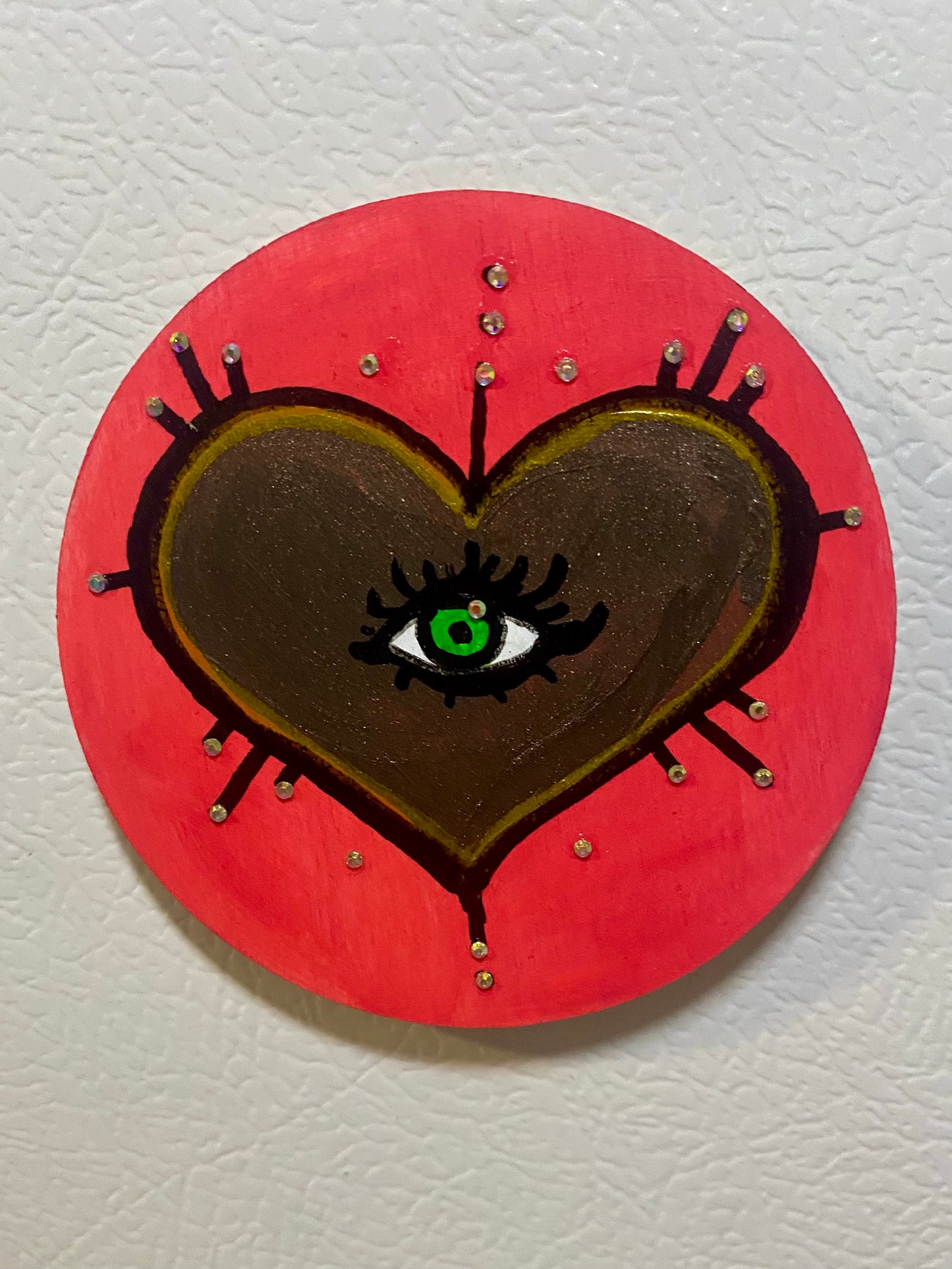 Pink and Black Heart Eye Magnet